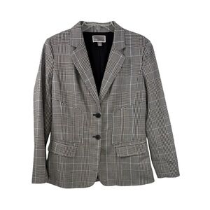 Womens Chelsea 28 Black White & Blue Houndstooth Blazer Size Medium